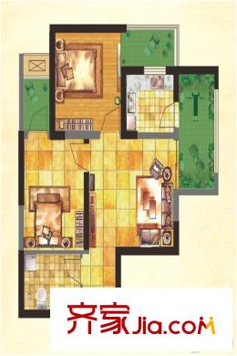 紫郡華宸6號(hào)樓60.95平米 2室1廳1衛(wèi)1廚