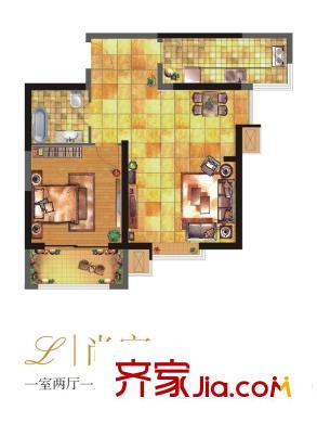 紫郡華宸住宅L戶型 1室2廳1衛(wèi)1廚