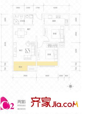 佳誠長安集23#-26#、28#、29#C2戶型 2室2廳1衛(wèi)1廚
