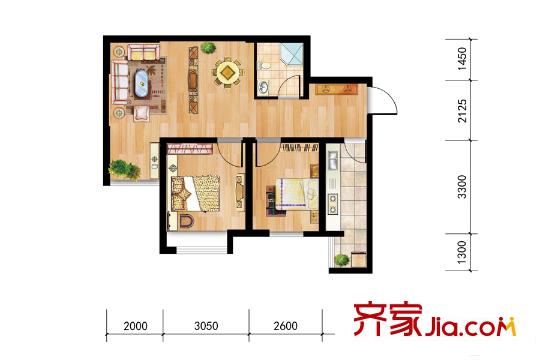 天正銀河灣32號(hào)樓05戶型 2室2廳1衛(wèi)1廚