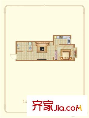 錦園?曲江龍邸1號樓F戶型 1室1廳1衛(wèi)1廚