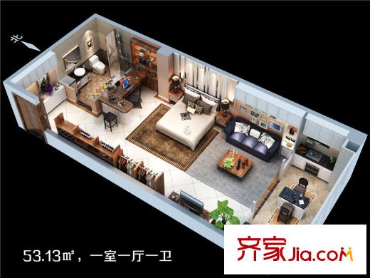 時(shí)豐中央公園原山3號(hào)樓A戶型 1室1廳1衛(wèi)1廚