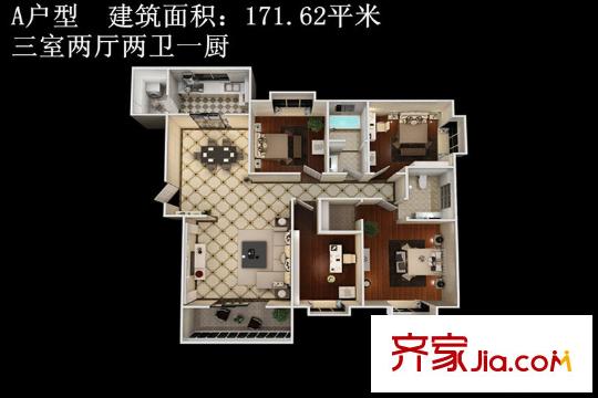 西市佳境三期8號(hào)樓A戶型 4室2廳2衛(wèi)1廚