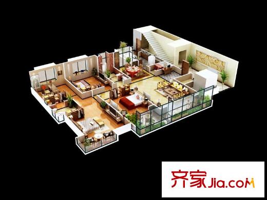 西市佳境二期1-6號(hào)樓191平戶型 4室2廳2衛(wèi)1廚