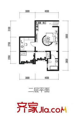 龍湖香醍西岸A2底躍戶型二層平面 1室1衛(wèi)
