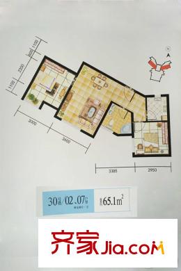 天正銀河灣30號(hào)樓02、07戶型 2室2廳1衛(wèi)1廚