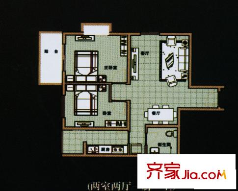 鳴元名居戶型圖戶型圖 2室2廳1衛(wèi)1廚