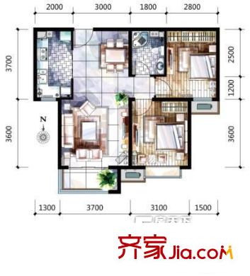 錦林苑 2室 戶型圖