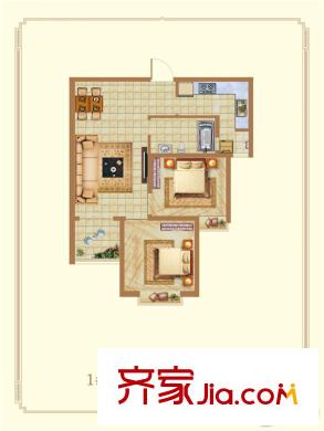 錦園?曲江龍邸1號樓B戶型 2室2廳1衛(wèi)1廚