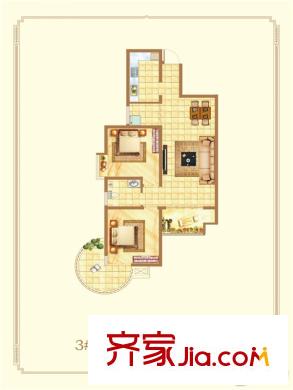 錦園?曲江龍邸3號樓I戶型 2室2廳1衛(wèi)1廚