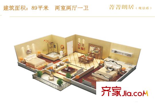 昆明時光DK2-3號樓1單元02、05戶戶型 2室2廳1衛(wèi)