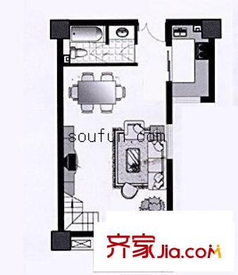 壹又貳分之壹戶型圖1室2廳2衛(wèi)1廚
