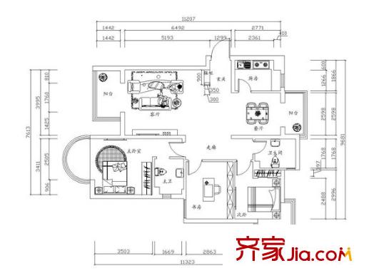 景怡鑫苑 3室 戶型圖