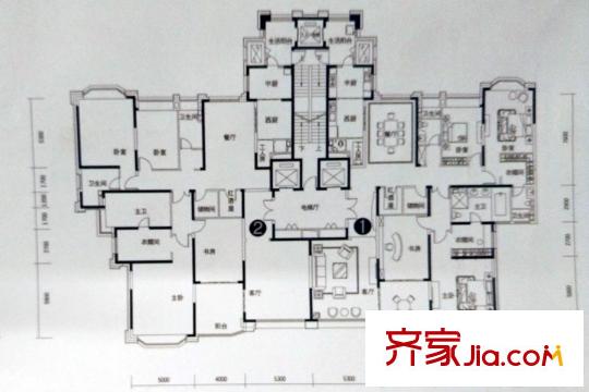 恒大華府7號(hào)樓2單元標(biāo)準(zhǔn)層 4室2廳3衛(wèi)2廚