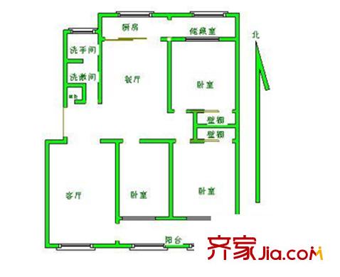 西鐵小區(qū) 3室 戶型圖