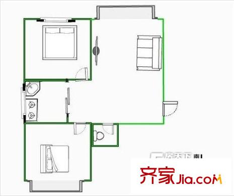建行傘塔路一號院戶型圖戶型圖 2室1廳1衛(wèi)1廚