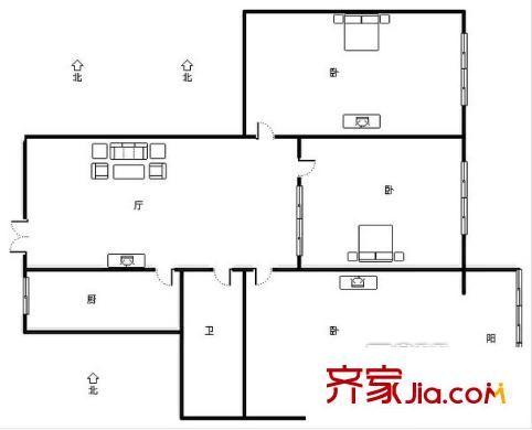 建行傘塔路一號(hào)院戶型圖 戶型圖 3室1廳1衛(wèi)1廚