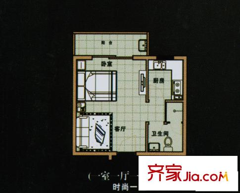 鳴元名居戶型圖戶型圖 1室1廳1衛(wèi)1廚