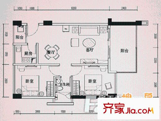 東方雅苑 2室 戶型圖