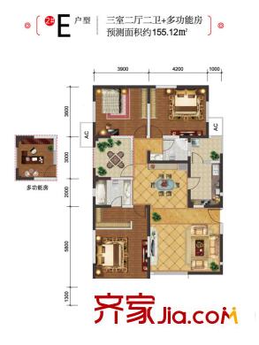 永和?璞玉2號(hào)樓E戶型 3室2廳2衛(wèi)1廚