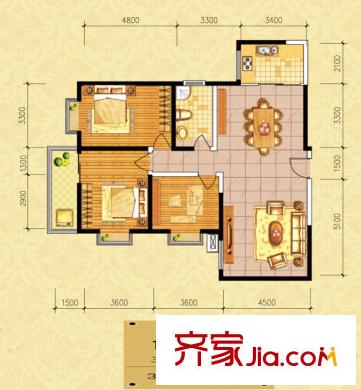 楓葉高層 戶型圖 3室2廳1衛(wèi)