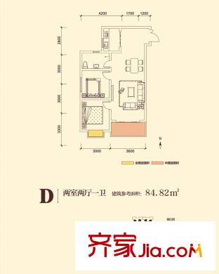 香繽國(guó)際城D戶型 2室2廳1衛(wèi)1廚