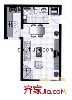 壹又貳分之壹戶型圖1室2廳2衛(wèi)1廚
