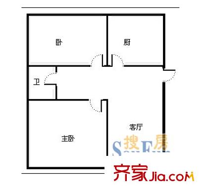 鐘樓小區(qū) 2室 戶型圖