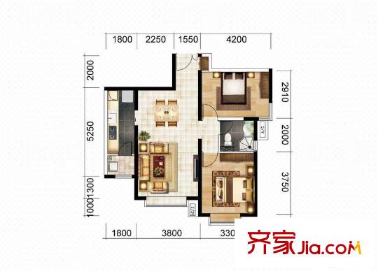 西市東桃園社區(qū) 2室 戶型圖