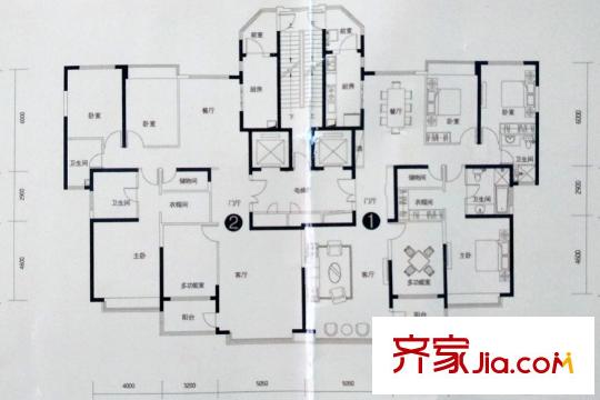 恒大華府8號(hào)樓2單元、9號(hào)樓2單元標(biāo)準(zhǔn)層 4室2廳2衛(wèi)2廚
