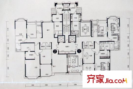 恒大華府5號(hào)樓2單元、6號(hào)樓2單元標(biāo)準(zhǔn)層 4室2廳3衛(wèi)2廚