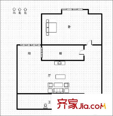 蔚藍(lán)觀園 1室 戶型圖