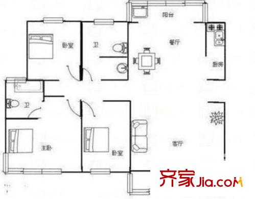 長慶興樂園 3室 戶型圖