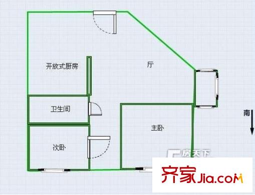 建行傘塔路一號院戶型圖戶型圖 2室2廳1衛(wèi)1廚