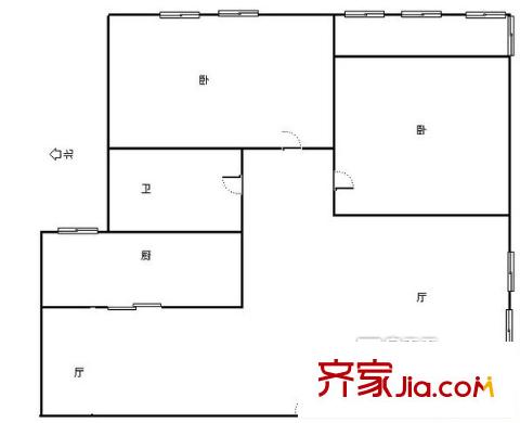 建行傘塔路一號(hào)院戶型圖戶型圖 2室2廳1衛(wèi)1廚