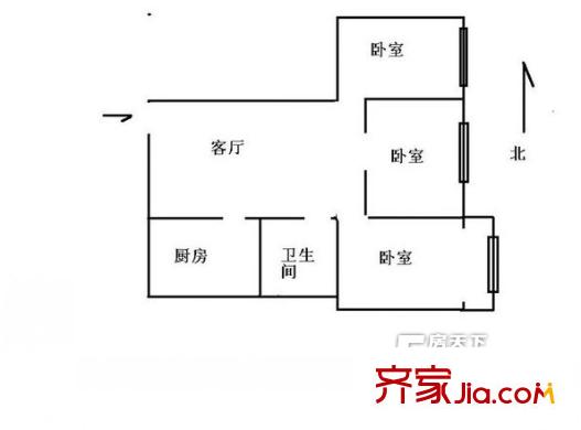 建行傘塔路一號院戶型圖 戶型圖 3室1廳1衛(wèi)1廚