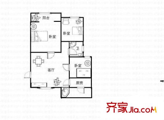西鐵小區(qū) 3室 戶型圖