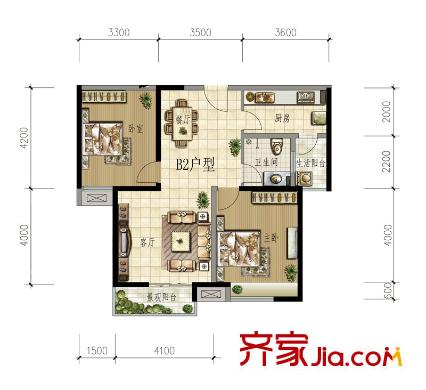 萬(wàn)華園麗景華都 2室 戶(hù)型圖
