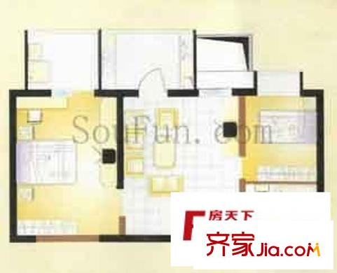 萬華園麗景華都戶型圖2室2廳1衛(wèi)1廚