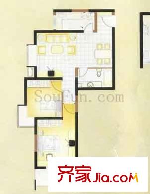 萬華園麗景華都戶型圖2室2廳2衛(wèi)1廚