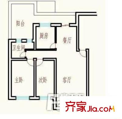 南關(guān)小區(qū) 2室 戶型圖