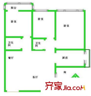 楓葉高層 3室 戶型圖