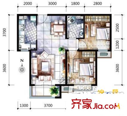 曲江匯景新都 2室 戶型圖