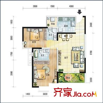 歐典名苑 2室 戶型圖