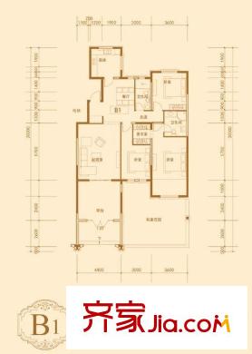 伊麗莎白東岸12#-20#洋房B1戶型 3室2廳2衛(wèi)