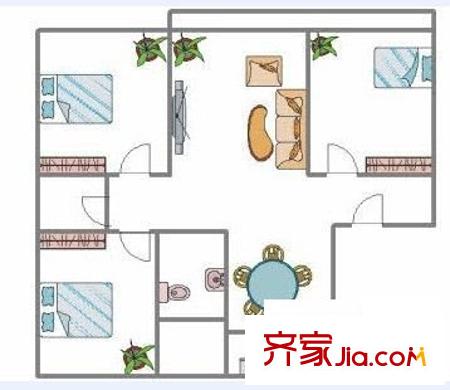 煤航家屬院 3室 戶型圖