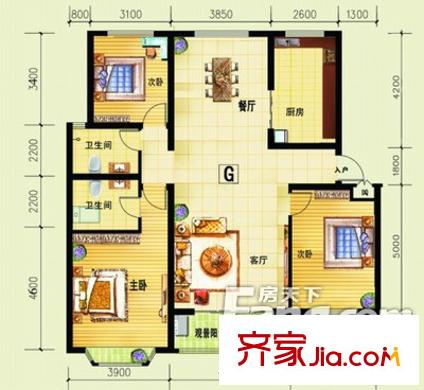灃景園小區(qū)戶型圖灃景園 3室 戶型圖 3室2廳2衛(wèi)1廚