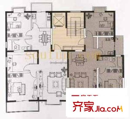 曲江匯景新都戶型圖3室2廳2衛(wèi)1廚