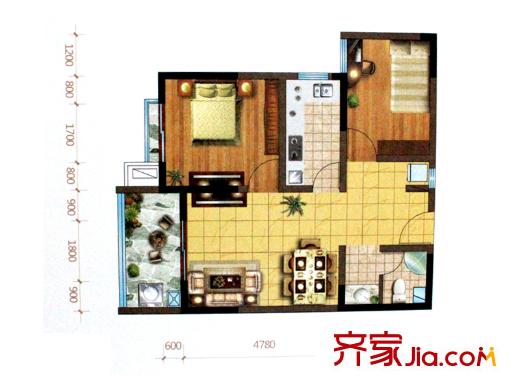 龍鳳花園一期高層B2 戶型 2室2廳1衛(wèi)1廚