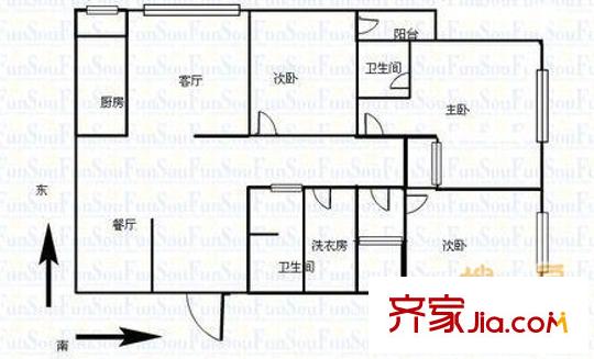 亞美偉博廣場戶型圖戶型圖 3室2衛(wèi)